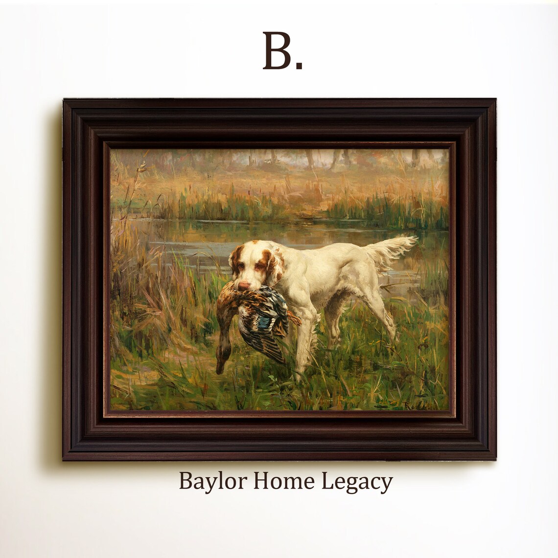 Pointer Retrieving Mallard, Vintage Hunting Scene Art Print - Image 5