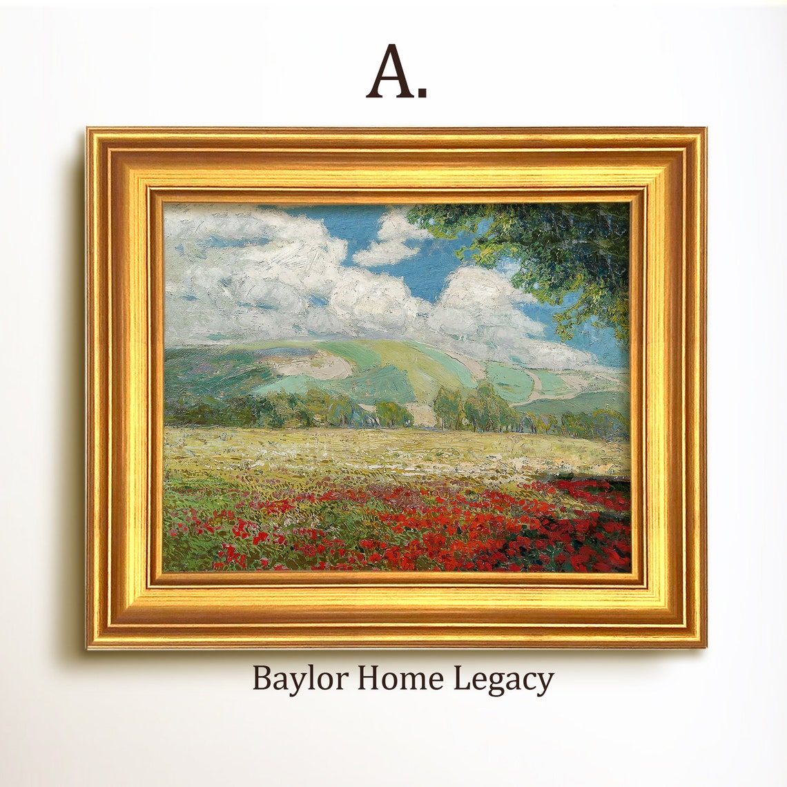 Framed Landscape Of Poppies Oil Painting Print On Floral English Countryside Landscape Painting - Image 5