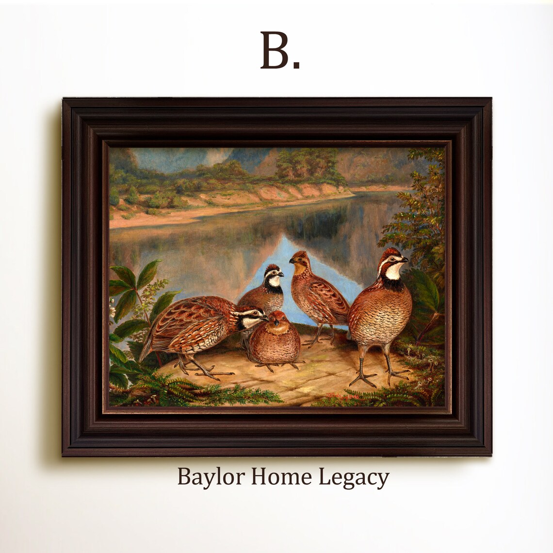 Bobwhite Quail River Landscape Oil Painting Art Print - Image 4