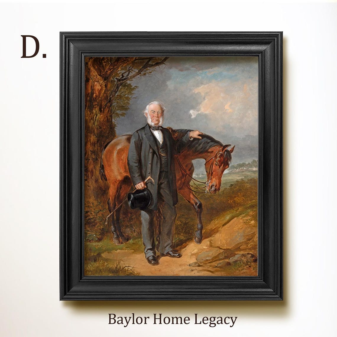 Victorian Gentleman With His Horse Vintage Equestrian Portrait Poster - Image 3