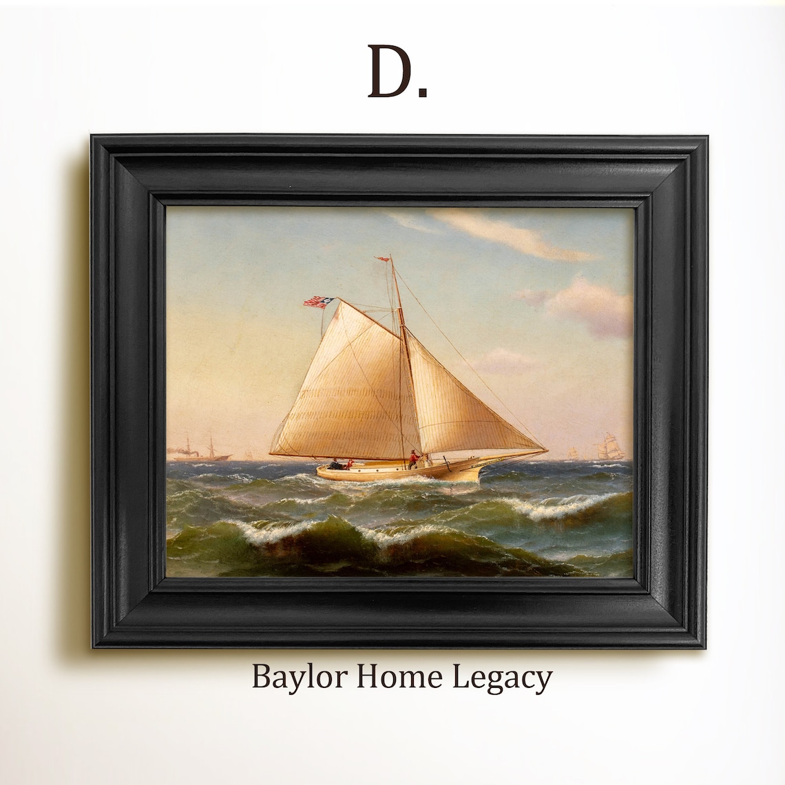 Sailboat Oil Painting Print, Antique Nautical Art - Image 2