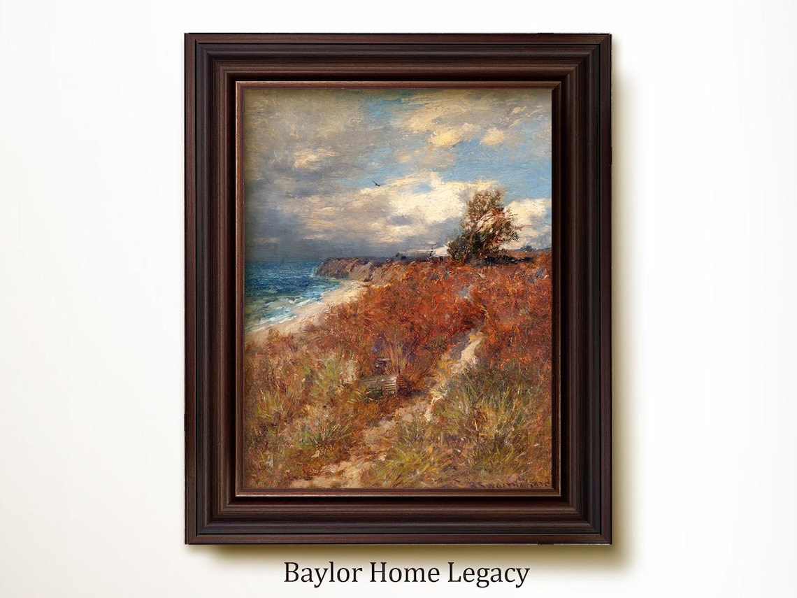 Martha's Vineyard Antique Oil Painting, Coast Art Print
