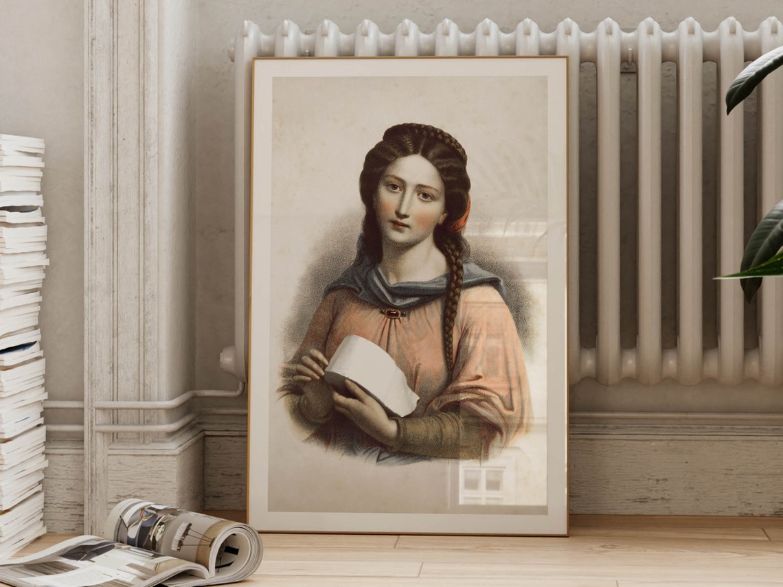 Classical Lady Holding Toilet Paper Funny Bathroom Art Poster - Image 3