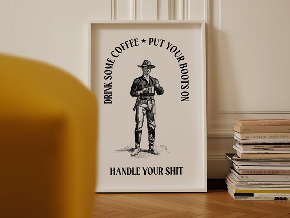 Coffee Cowboy Western Coffee Bar Art Print