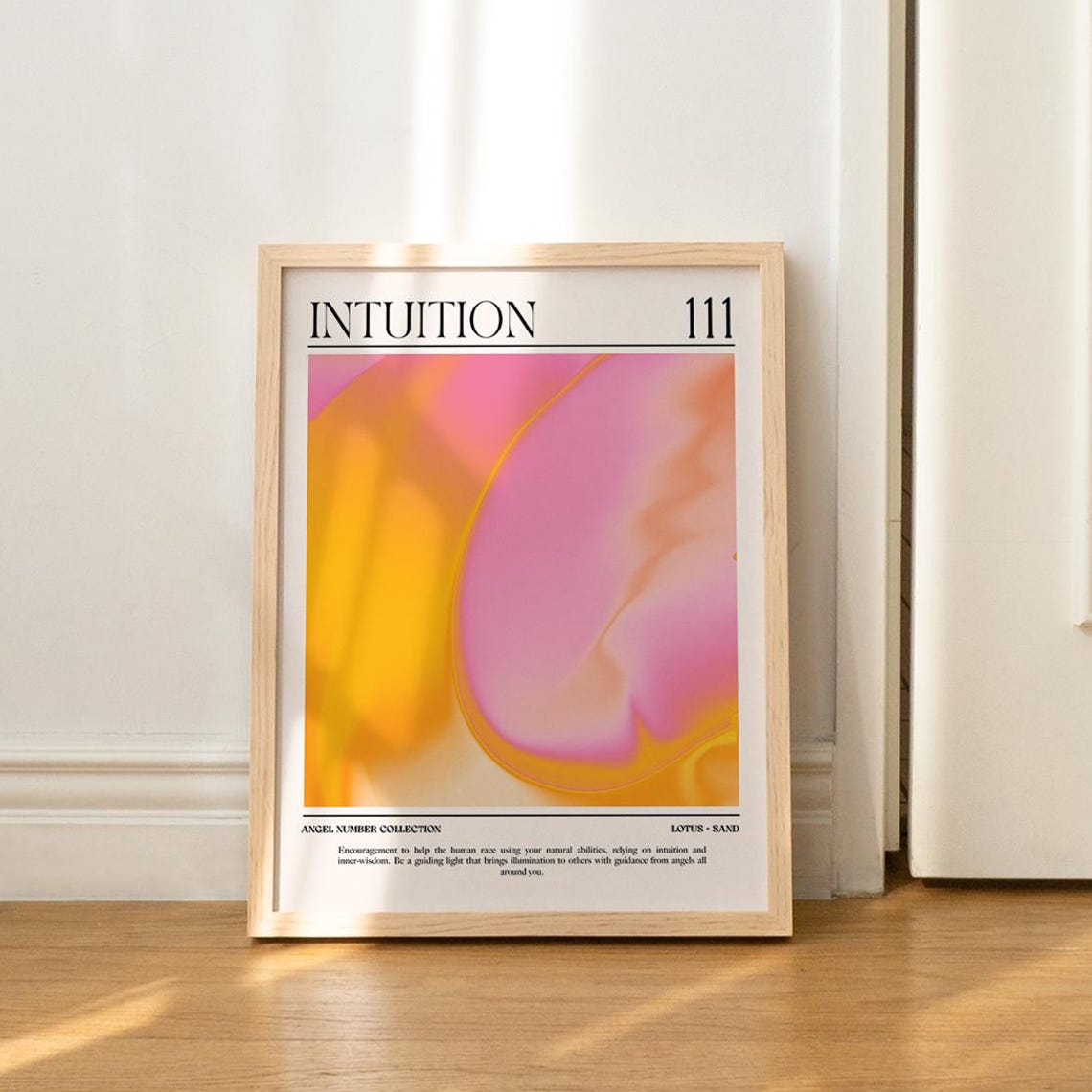 Angel Number 111 Intuition Pink Aura Gradient Spiritual Poster