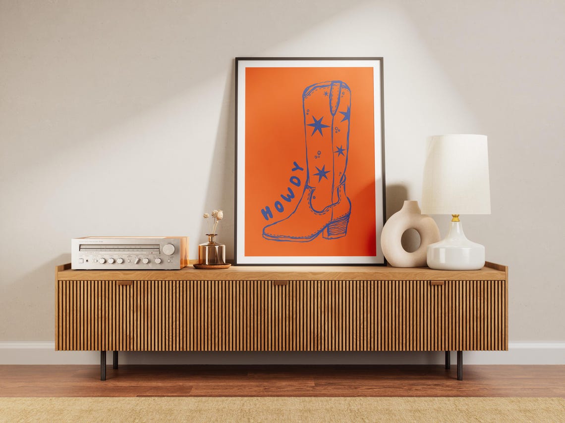 Cowboy Boot Print Cowboy Print Western Print Vintage Print Vibrant Print Preppy Bedroom Decor Cowgirl Print Retro Print Trendy Print - Image 2