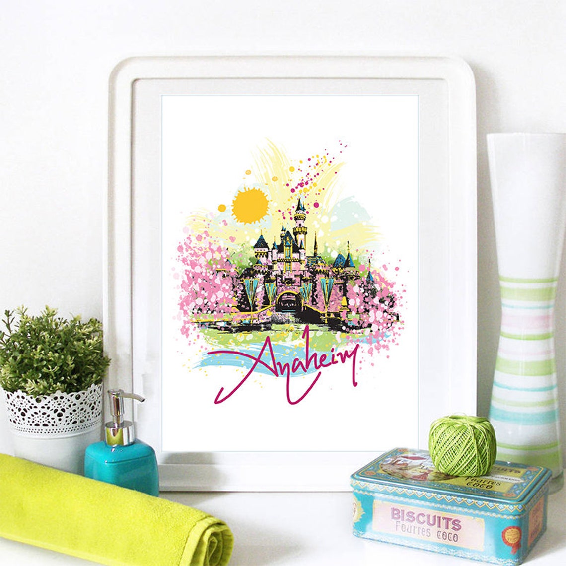 Anaheim Print Anaheim Skyline Anaheim Art Anaheim Poster Anaheim Watercolor Anaheim Art Print Anaheim Map Anaheim Wall Art - Image 2