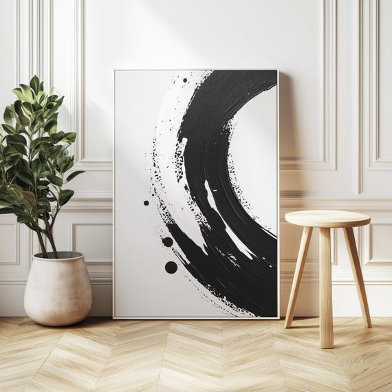 Zen Enso Circle Art Print, Minimalist Japanese Inspired