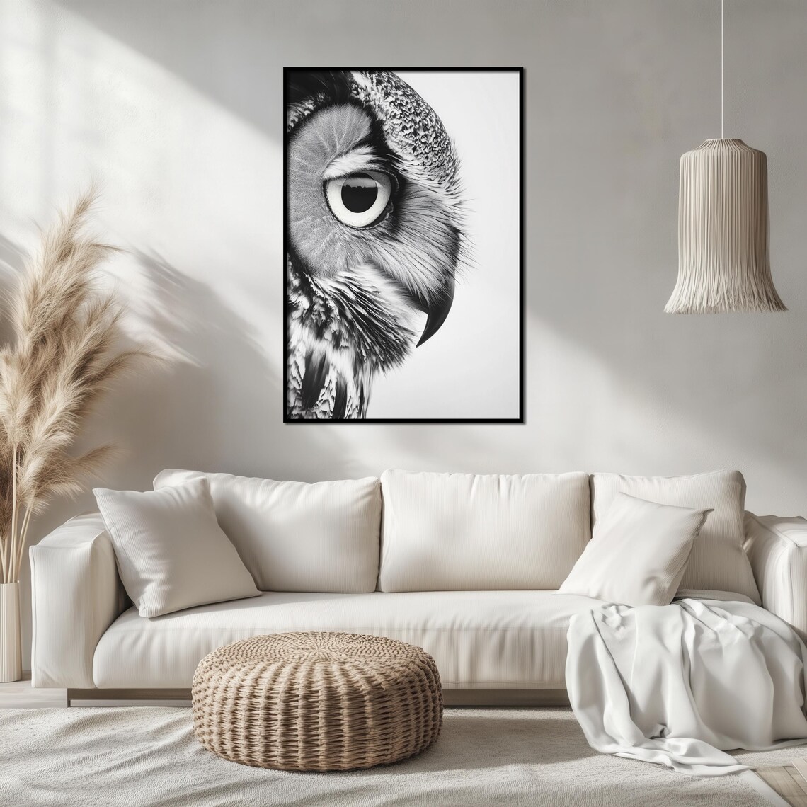 Owl Portrait, Black And White Wildlife Art Print - Image 2