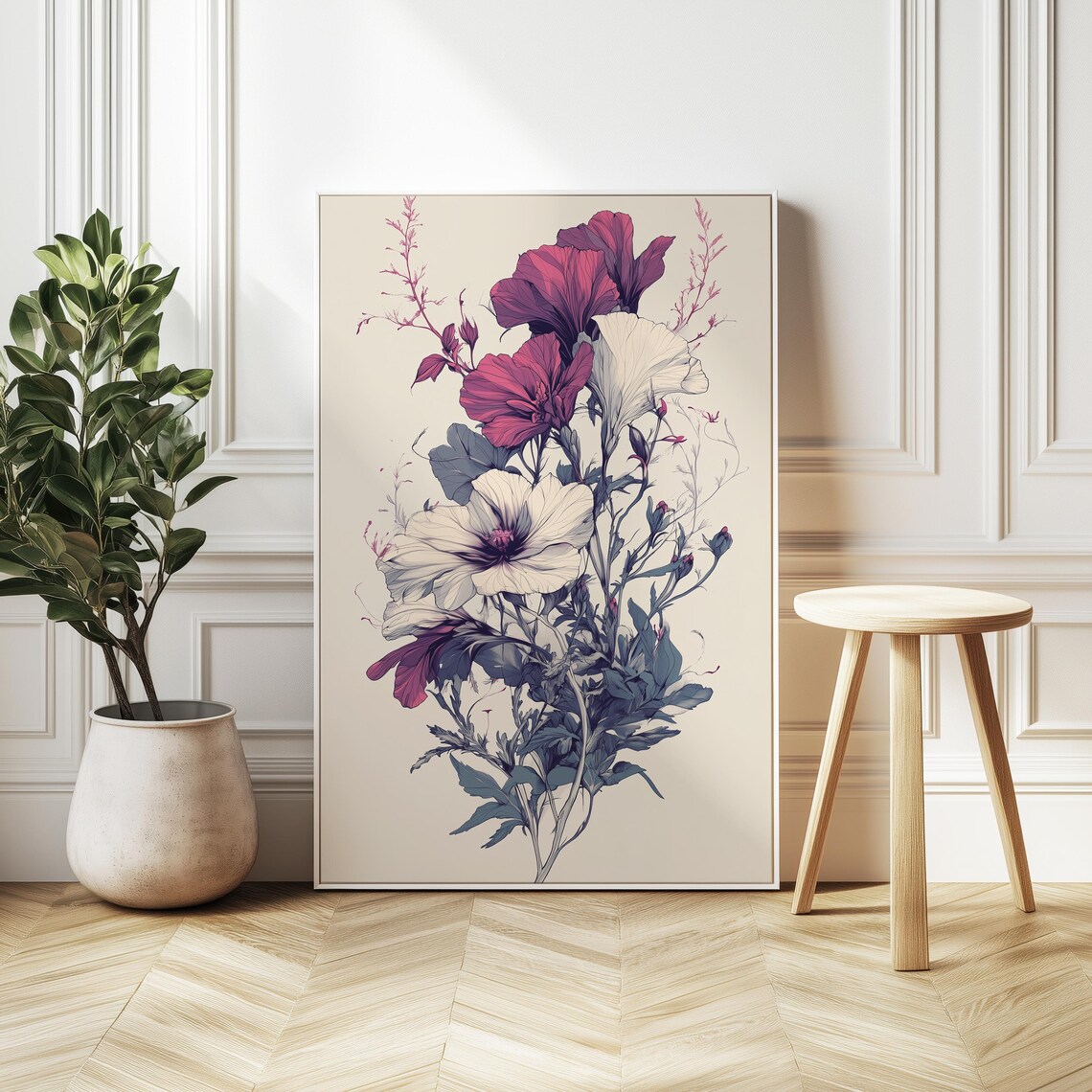 Botanical Ink Drawing, Vintage Floral Art Print