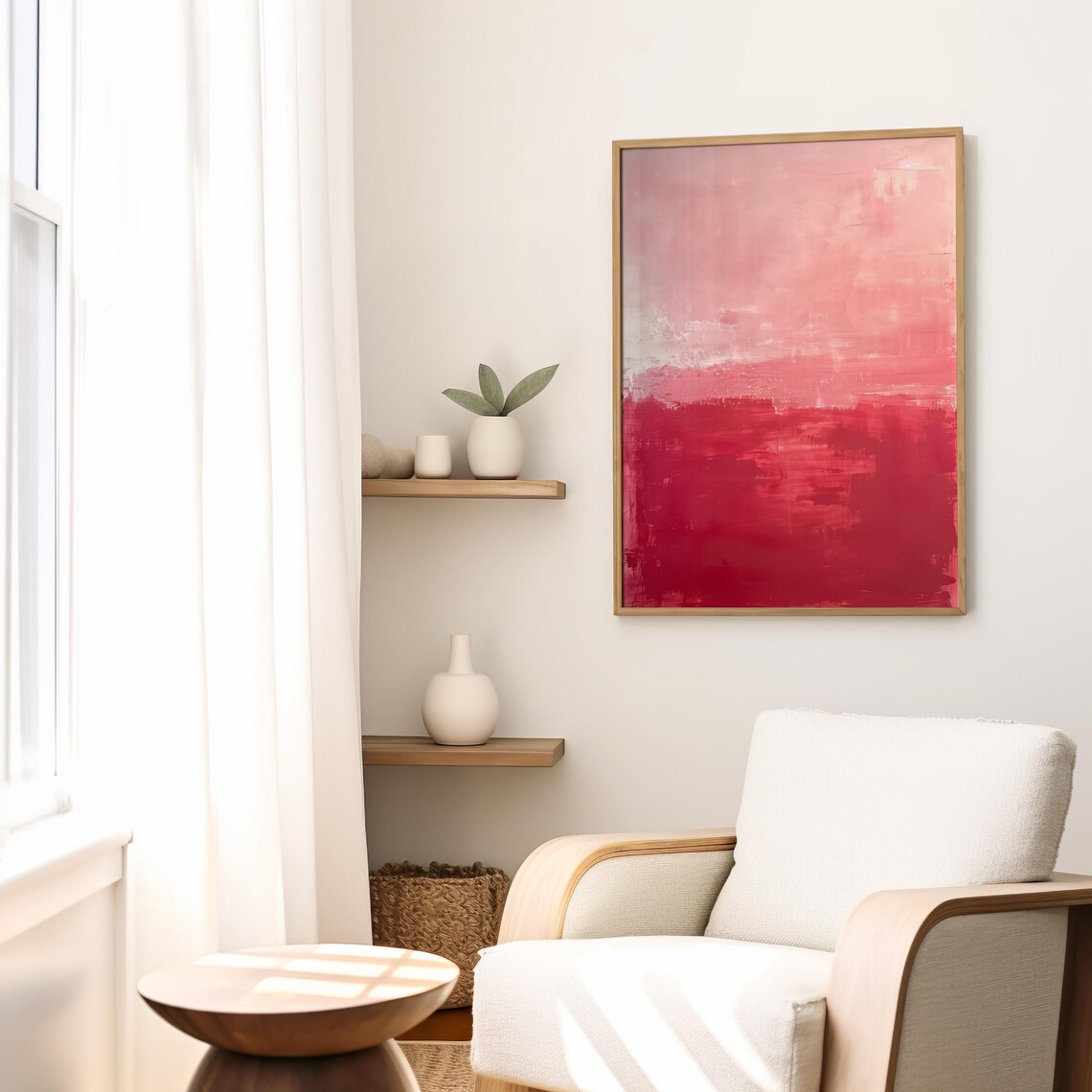 Pink and Red Color-Field Abstract Painting in Rothko Style Poster - Image 2