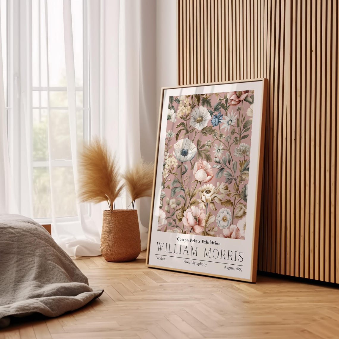 William Morris Floral Symphony Pink Vintage Cotton Exhibition Poster - Image 2