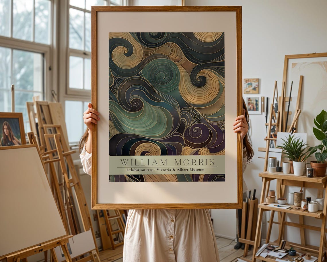 William Morris Ocean Wave Swirls Victoria and Albert Museum Poster - Image 3