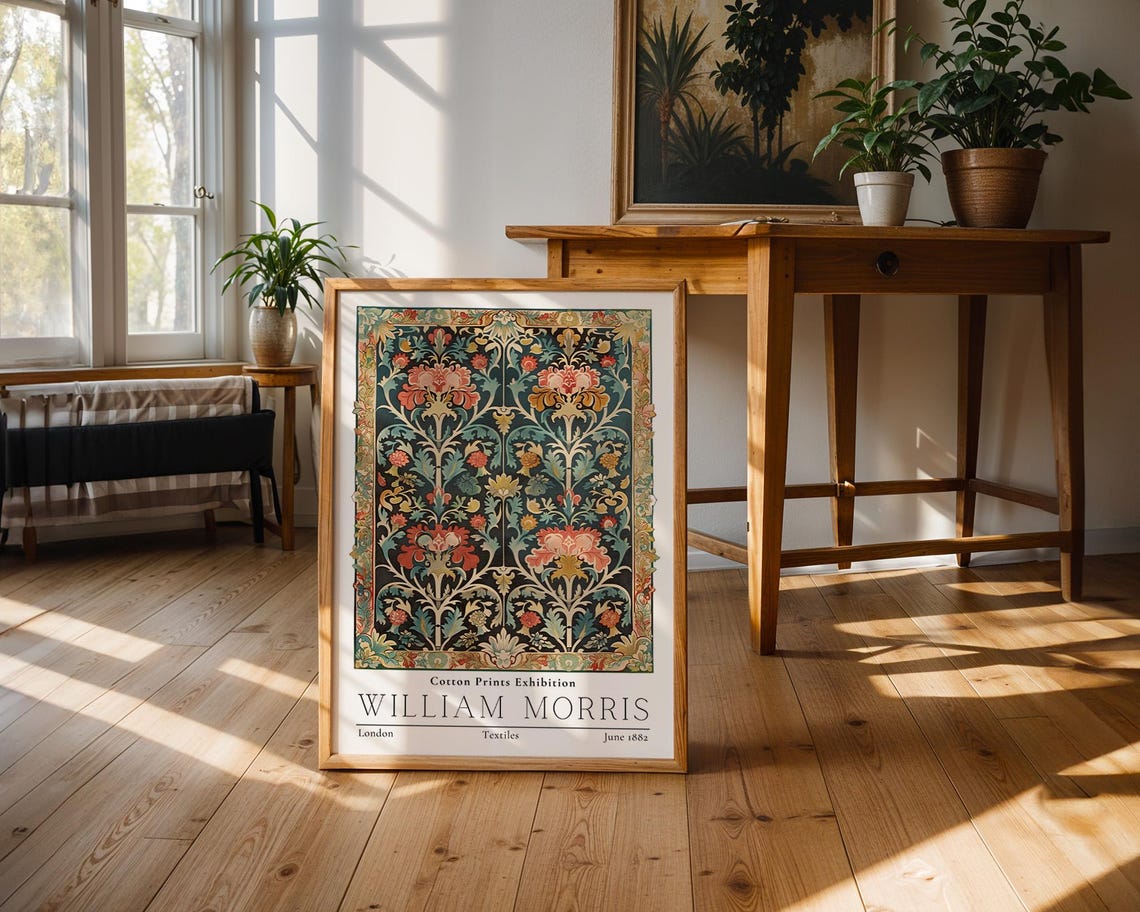William Morris Floral Tapestry Cotton Textile Exhibition Art Poster - Image 3