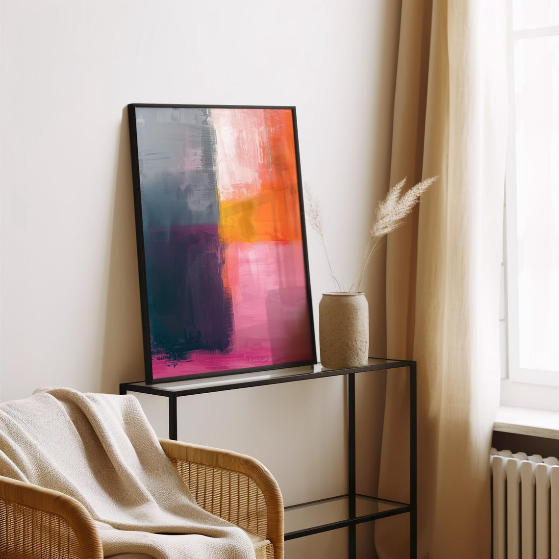 Vibrant Purple Orange And Pink Abstract Color Field Art Poster - Image 2