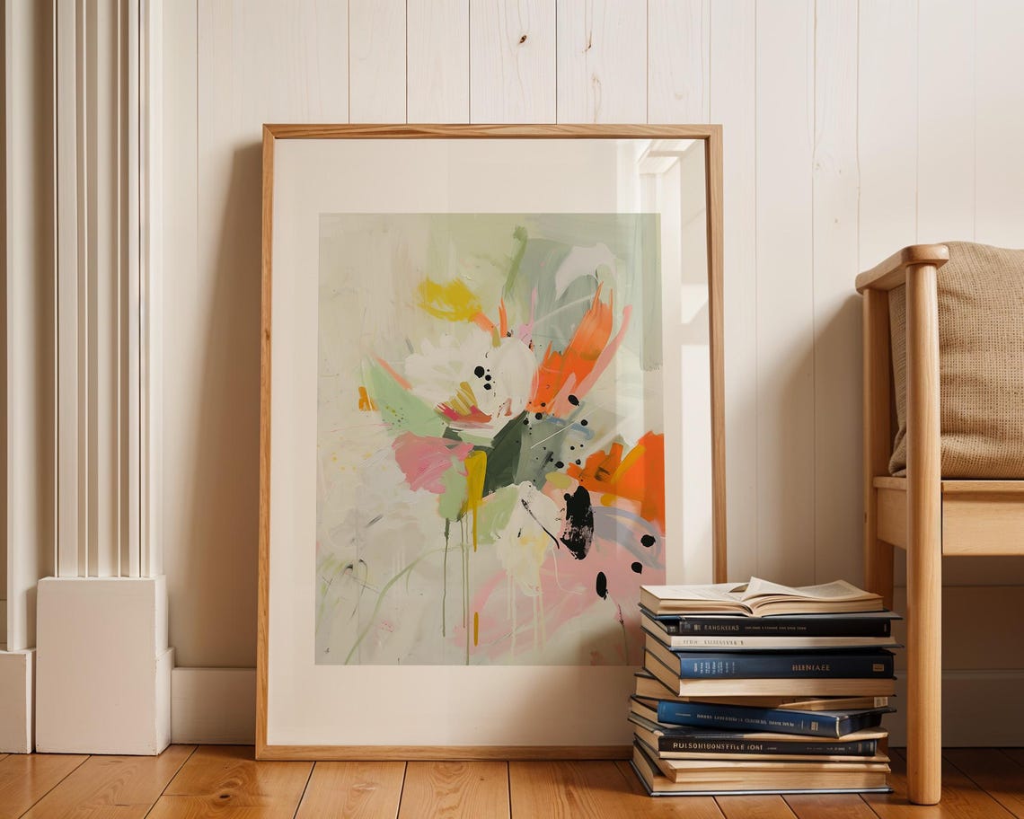 Colorful Floral Burst Pastel Abstract Watercolor Decor Poster - Image 2