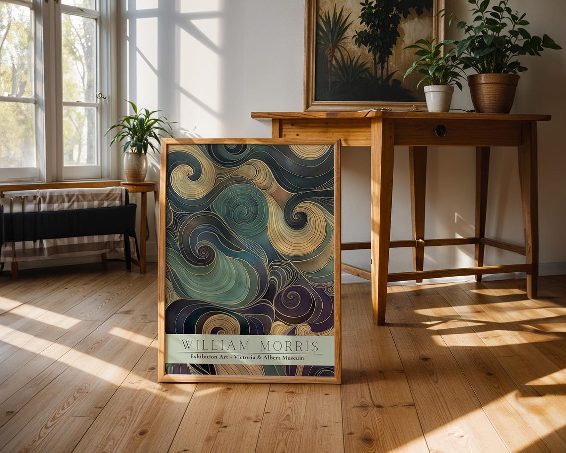William Morris Ocean Wave Swirls Victoria and Albert Museum Poster - Image 2