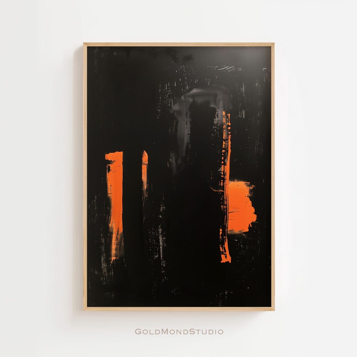 Black And Orange Abstract Painting Bold Color Field Art Poster