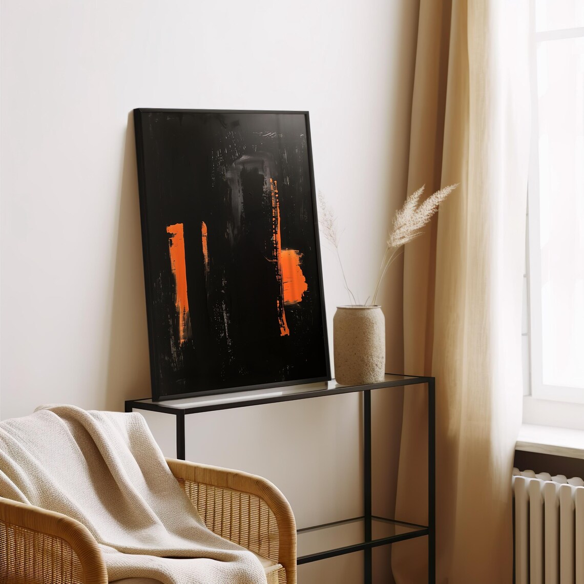 Black And Orange Abstract Painting Bold Color Field Art Poster - Image 3