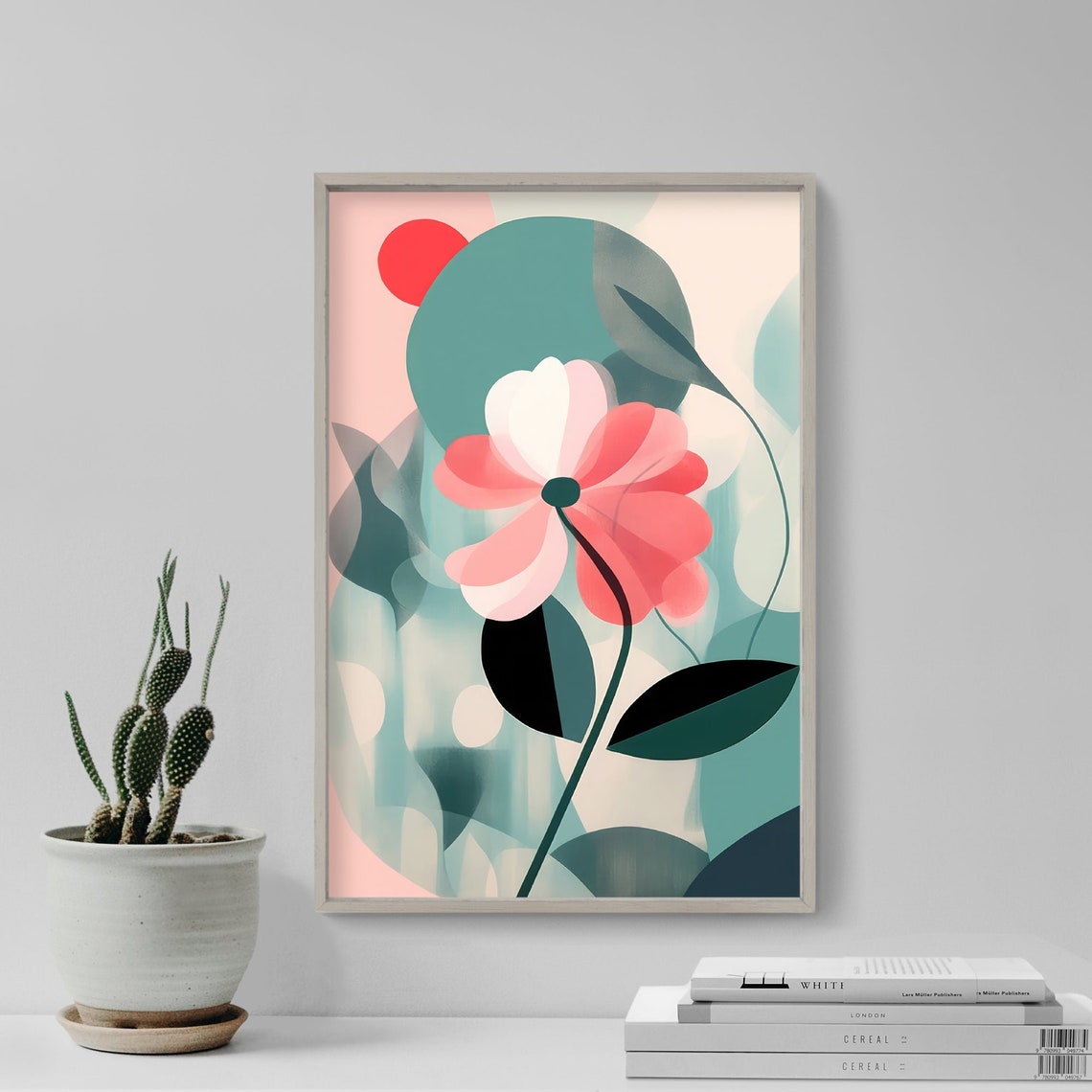 Bold Modern Pink Pop Art Flower Abstract Botanical Bloom Poster