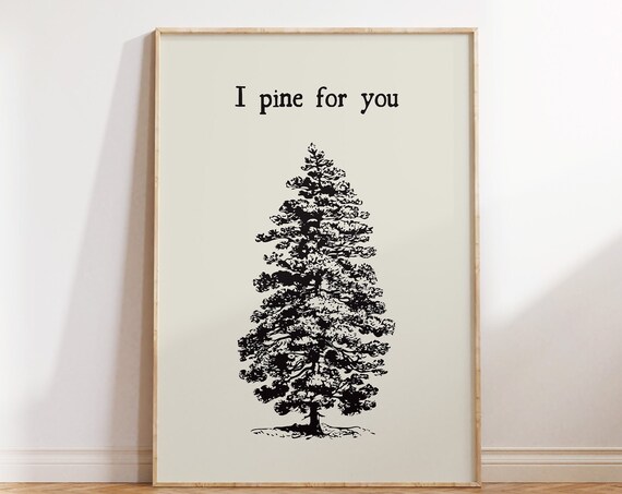 Vintage Pine Tree Print Cute Christmas Decor Funny Holiday Poster Vintage Tree Wall Art Cute Minimalist Art Print 1 Print