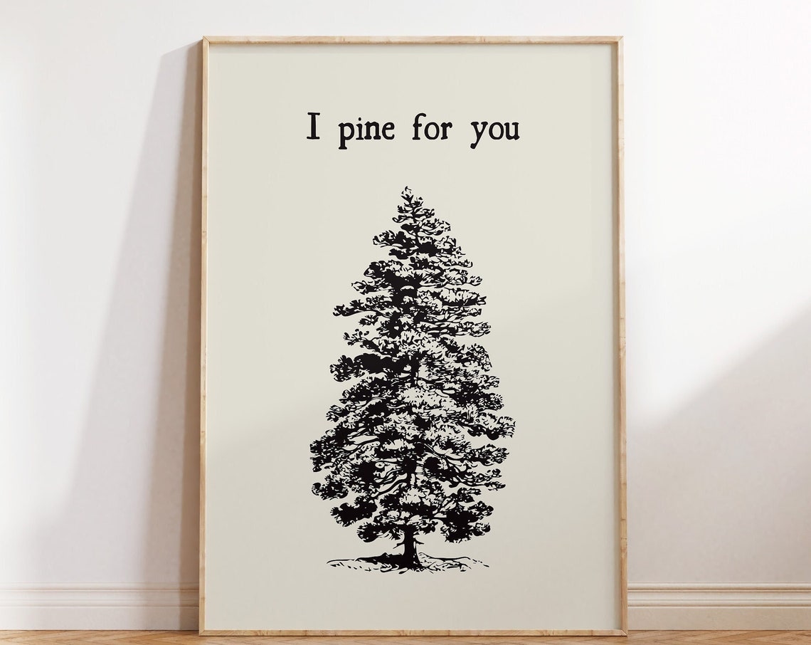 I Pine for You Vintage Pine Tree Botanical Christmas Decor Poster