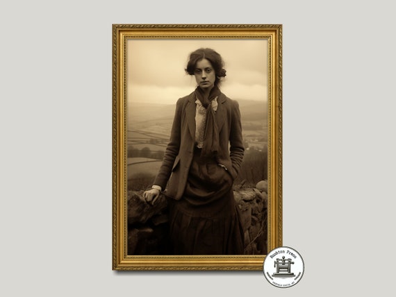 Edwardian Woman Portrait Moody Sepia Vintage Art