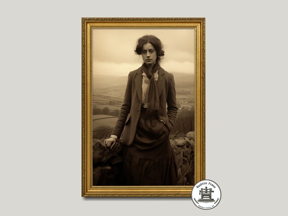 Sepia Vintage Portrait Woman Moorland Antique Style Art Poster