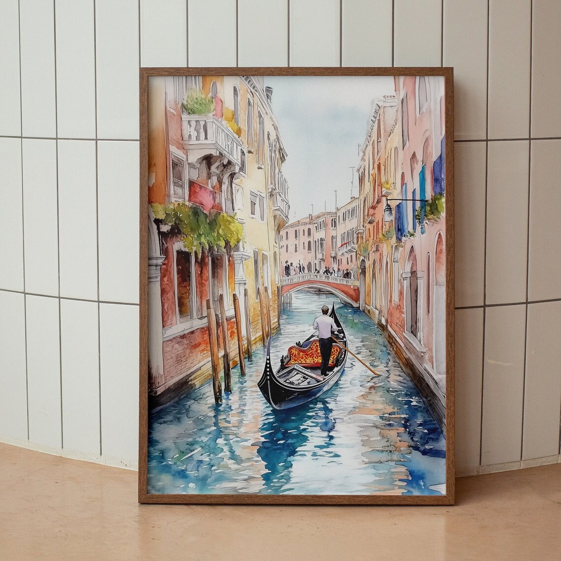 Venice Canal Gondola Watercolor Italian Waterways Travel Poster