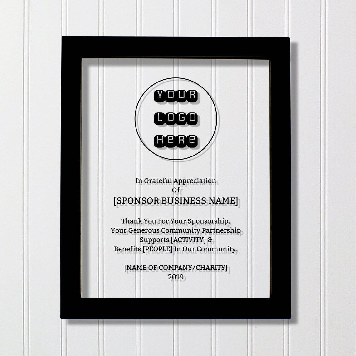 Sponsor Recognition Donor Floating Award Plaque Art Print