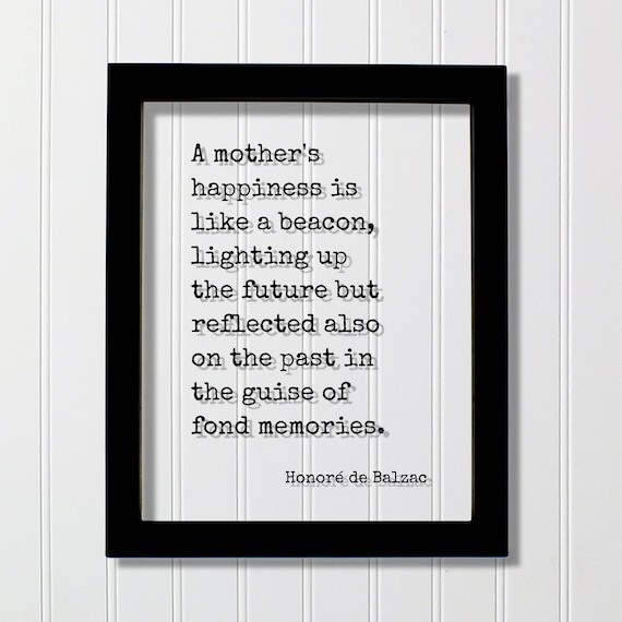 Honore de Balzac Mother's Happiness Beacon Quote Wall Poster