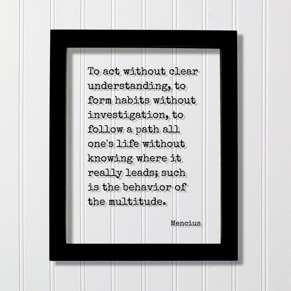 Mencius Act Without Understanding Quote Poster in Floating Typewriter Art