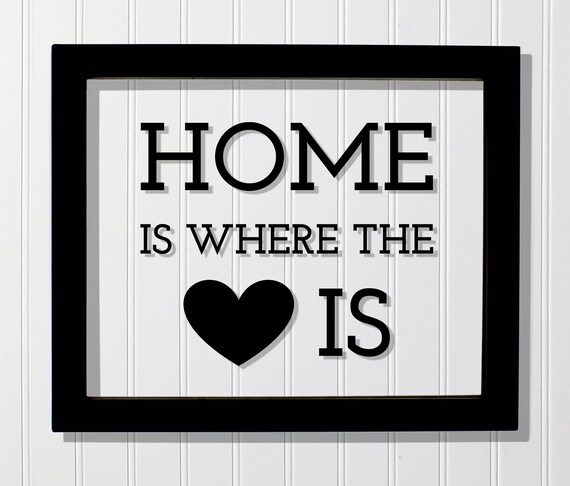 Home Is Where The Heart Is Quote Poster In Black Floating Typography