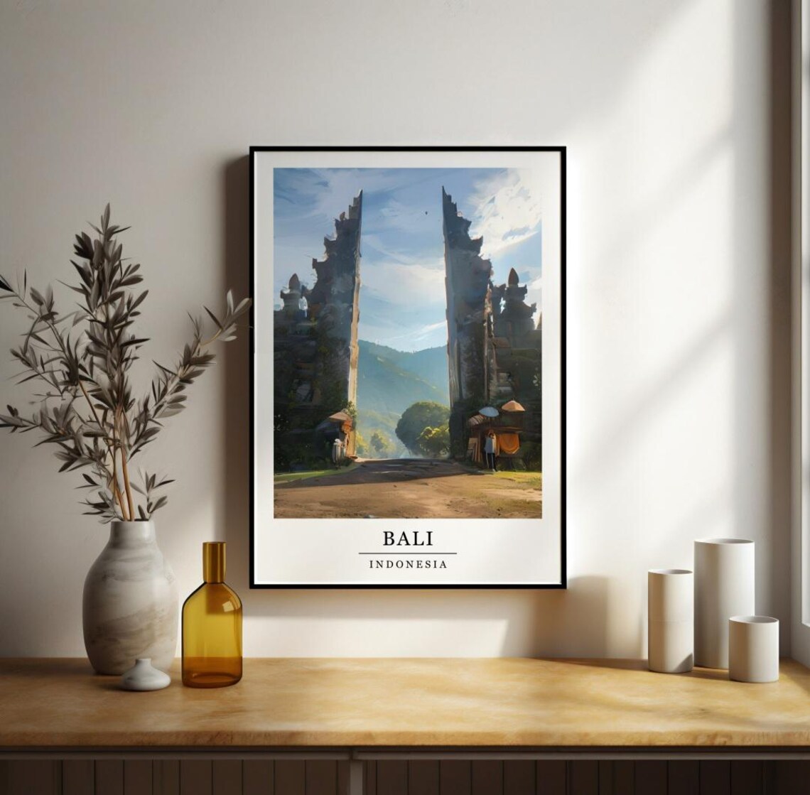 Pura Lempuyang Temple Bali Retro Style Poster