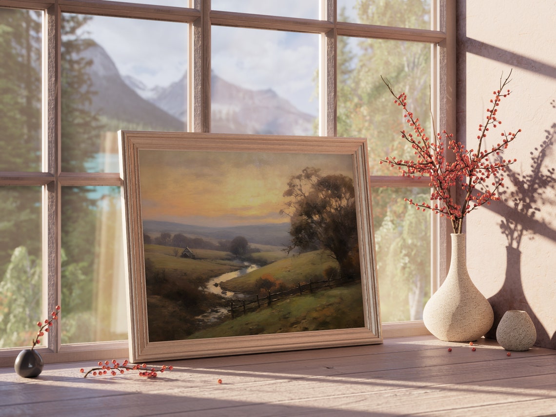 Vintage Landscape Painting Landscape Art Landscape Vintage Country Painting Rustic Landscape Country Painting Landscape Art Print - Image 2