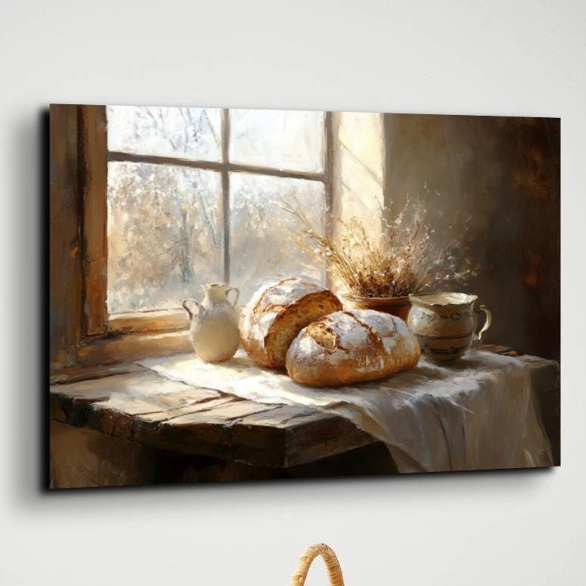 Farmhouse Baked Bread Kitchen Art Print, Rustic