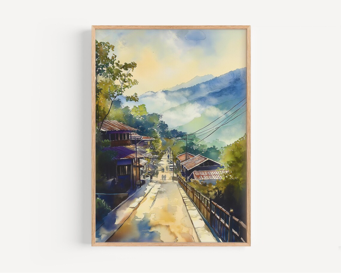 Pai Watercolor Painting Travel Poster, Thailand