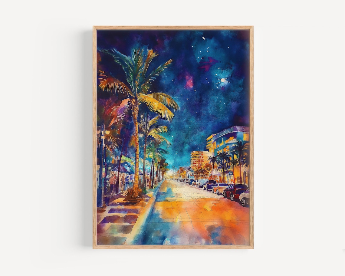 Cancun Watercolor Painting, Mexico Travel Poster