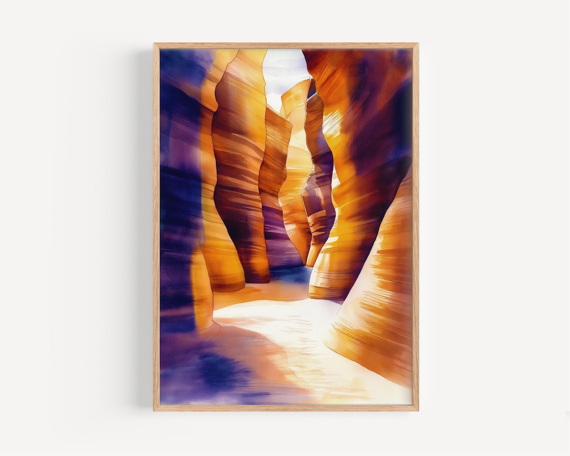 Antelope Canyon Watercolor Poster, Travel Decor