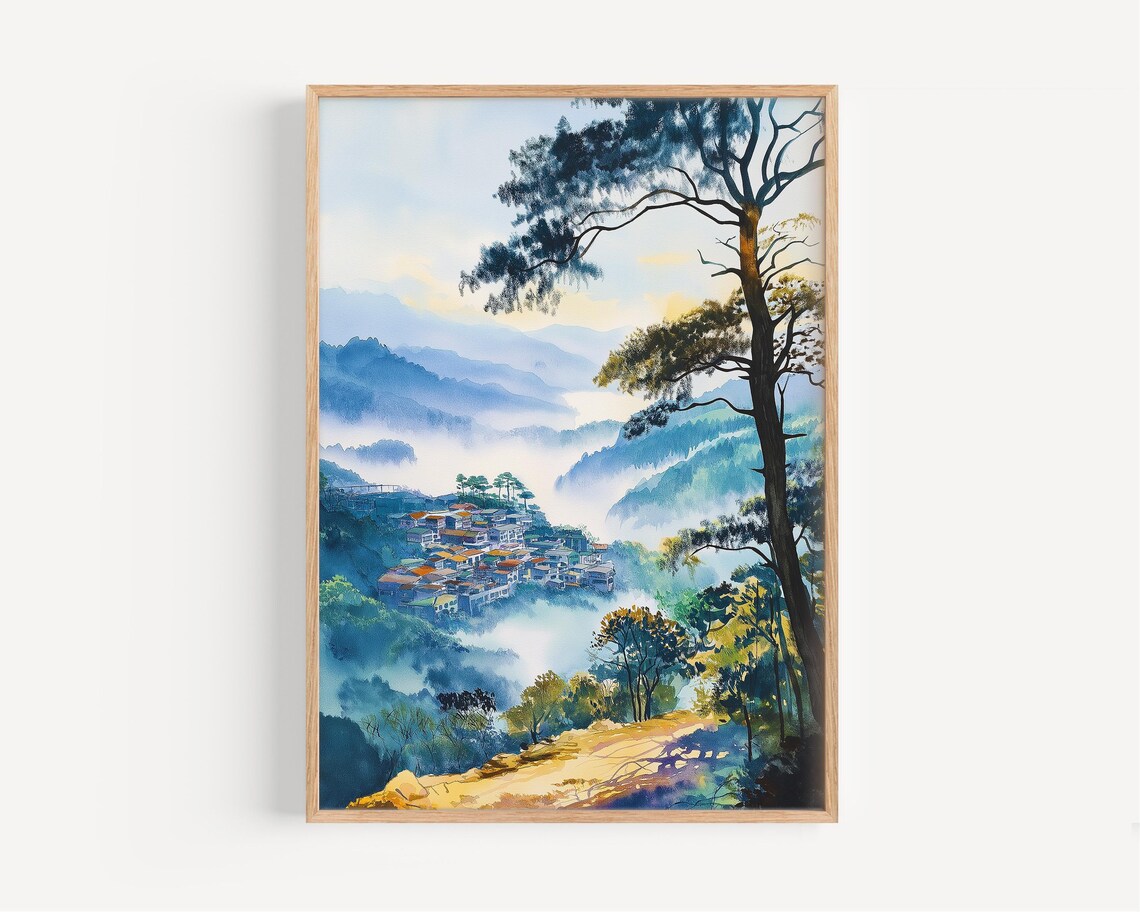 Da Lat Watercolor Painting Poster, Travel Decor