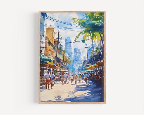 Manila Watercolor Painting Wall Art Print Philippines Poster Travel Decor Illustration Home