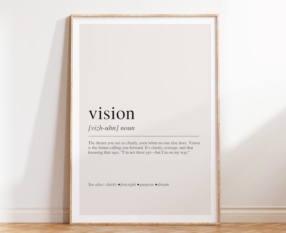 Vision Definition Motivational Poster Dictionary Word Art for Dreamers