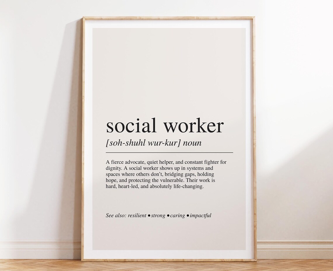 Social Worker Definition, Meaningful Office Art Print