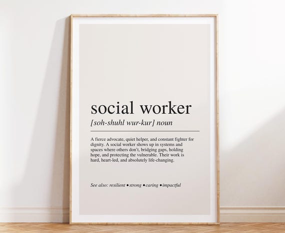 Social Worker Definition, Meaningful Office Art Print