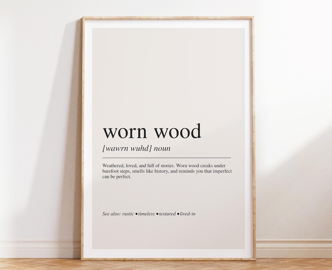 Worn Wood Definition Poster, Rustic Typography