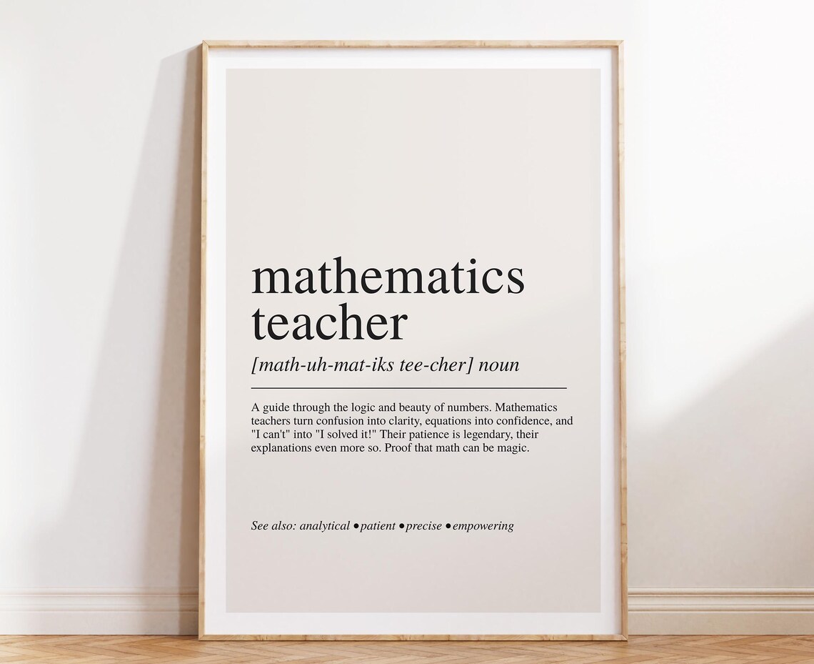 Mathematics Teacher Dictionary Definition Gift For Teachers Poster