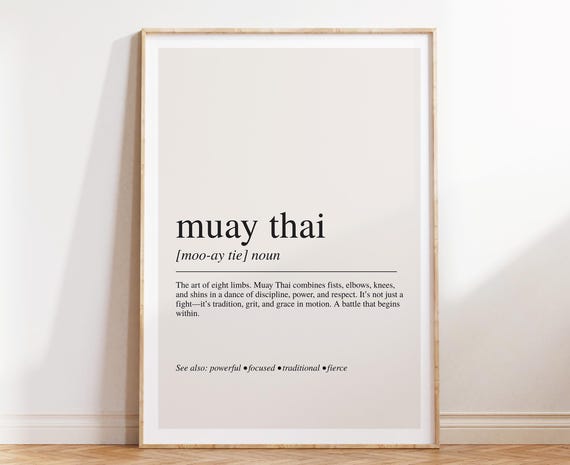 Muay Thai Definition Print Martial Arts Wall Art Modern Typography Poster