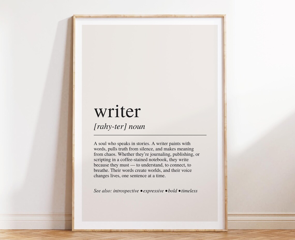 Writer Definition Art Print, Writing Decor