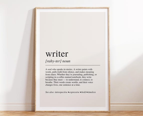 Writer Definition Art Print, Writing Decor