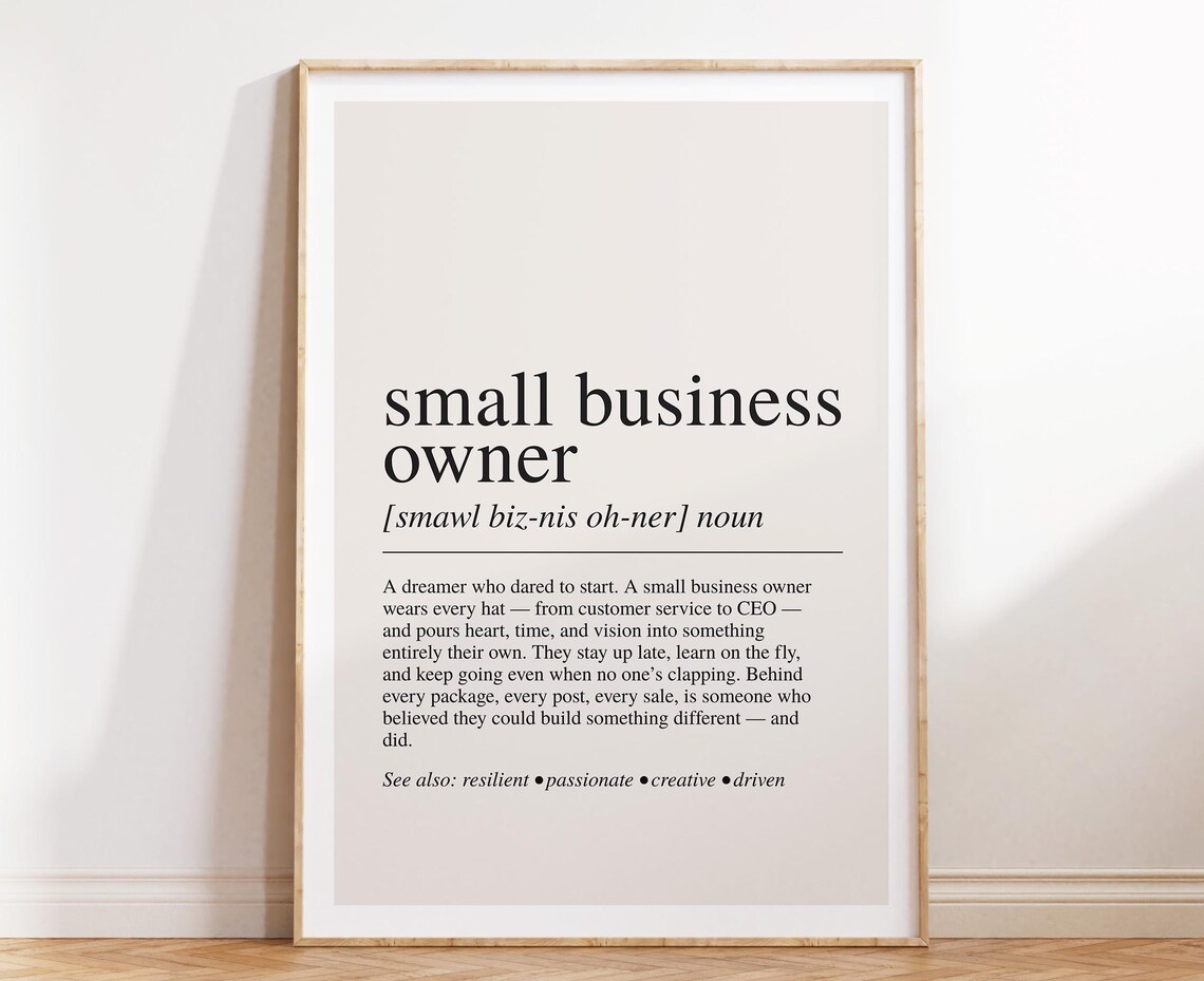 Small Business Owner Definition Art Print, Office Decor